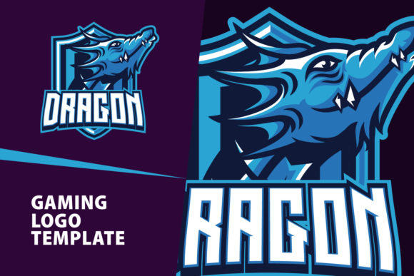 Blue Dragon Mascot Gaming Logo: Design & Free Font