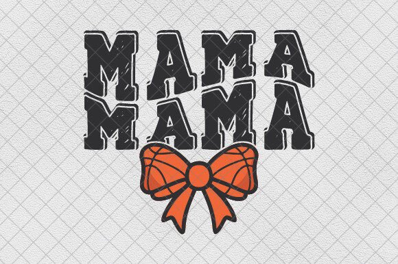 Coquette Mama Basketball Bow PNG Retro: A Design Asset with Game-Day Spirit