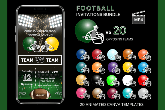 Football Invite: Dark Green Team Bundle for Game Day