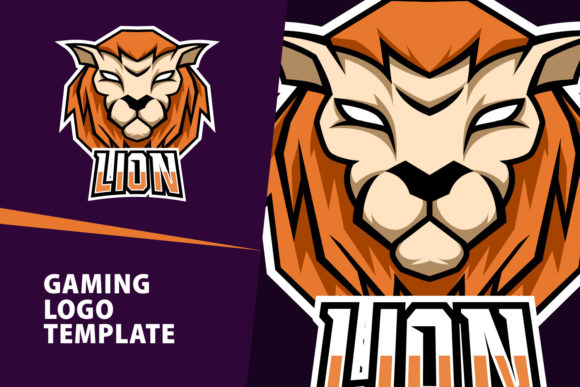 Orange Lion Mascot Gaming Logo: Power Your Brand