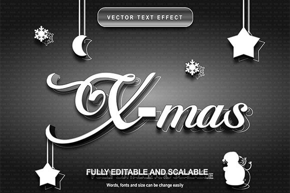 X-mas Text Christmas Editable Text: 3D Holiday Magic